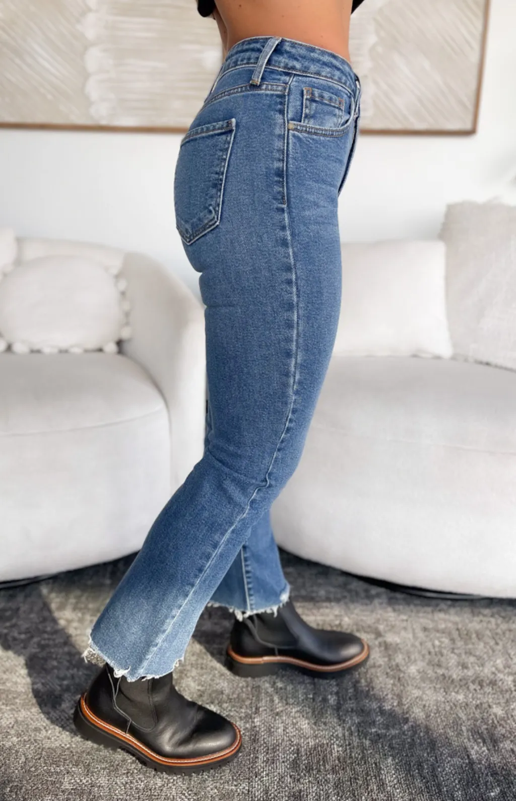 Angie High Rise Vintage Crop Flare Just Black Denim Jeans