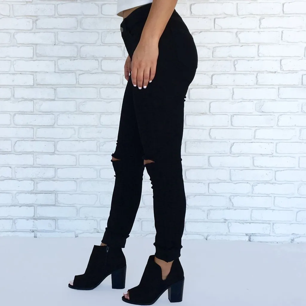 Annabelle High Waist Black Denim Skinny Pants