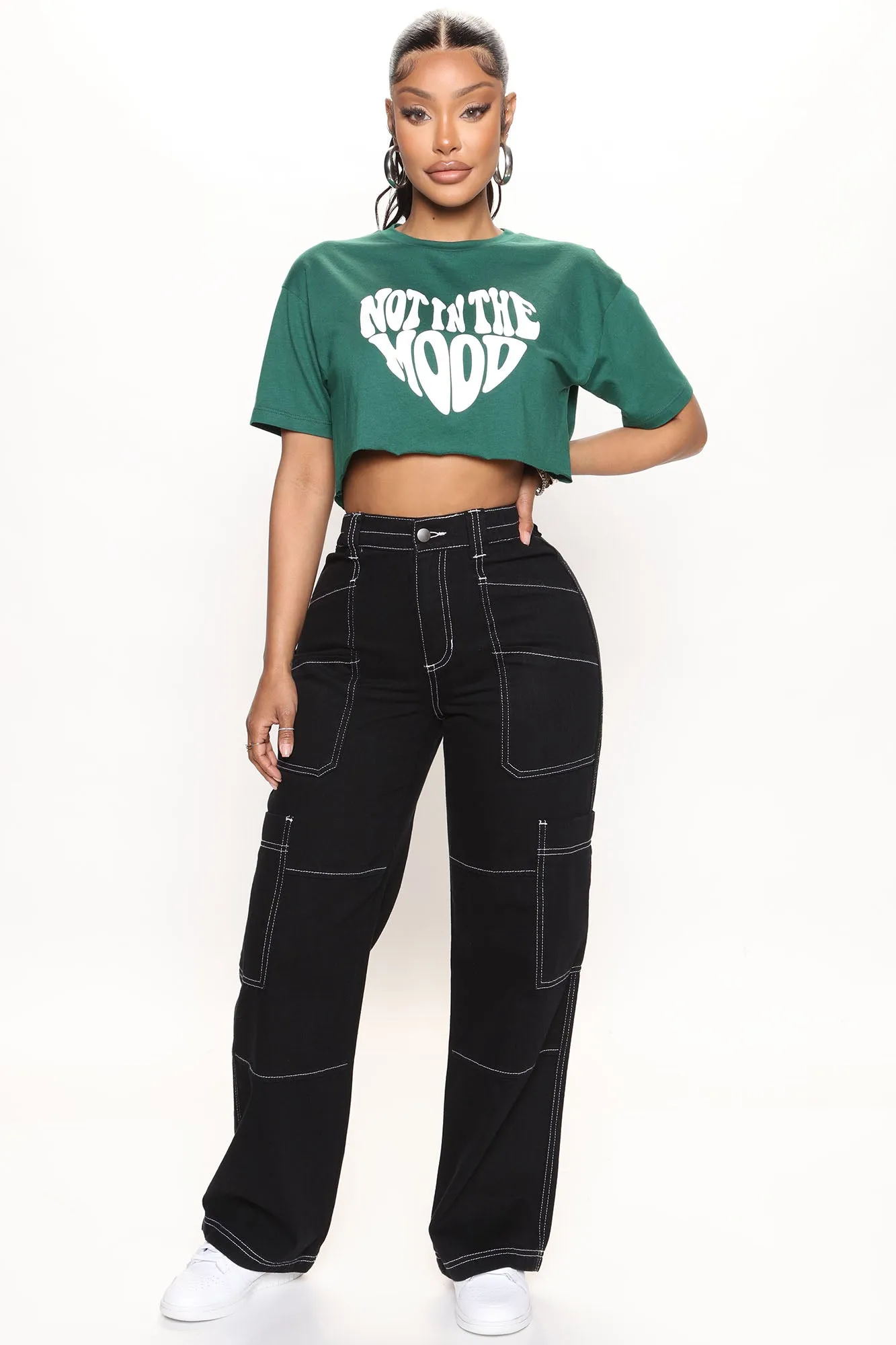 Autobiography Cargo Wide Leg Jeans - Black