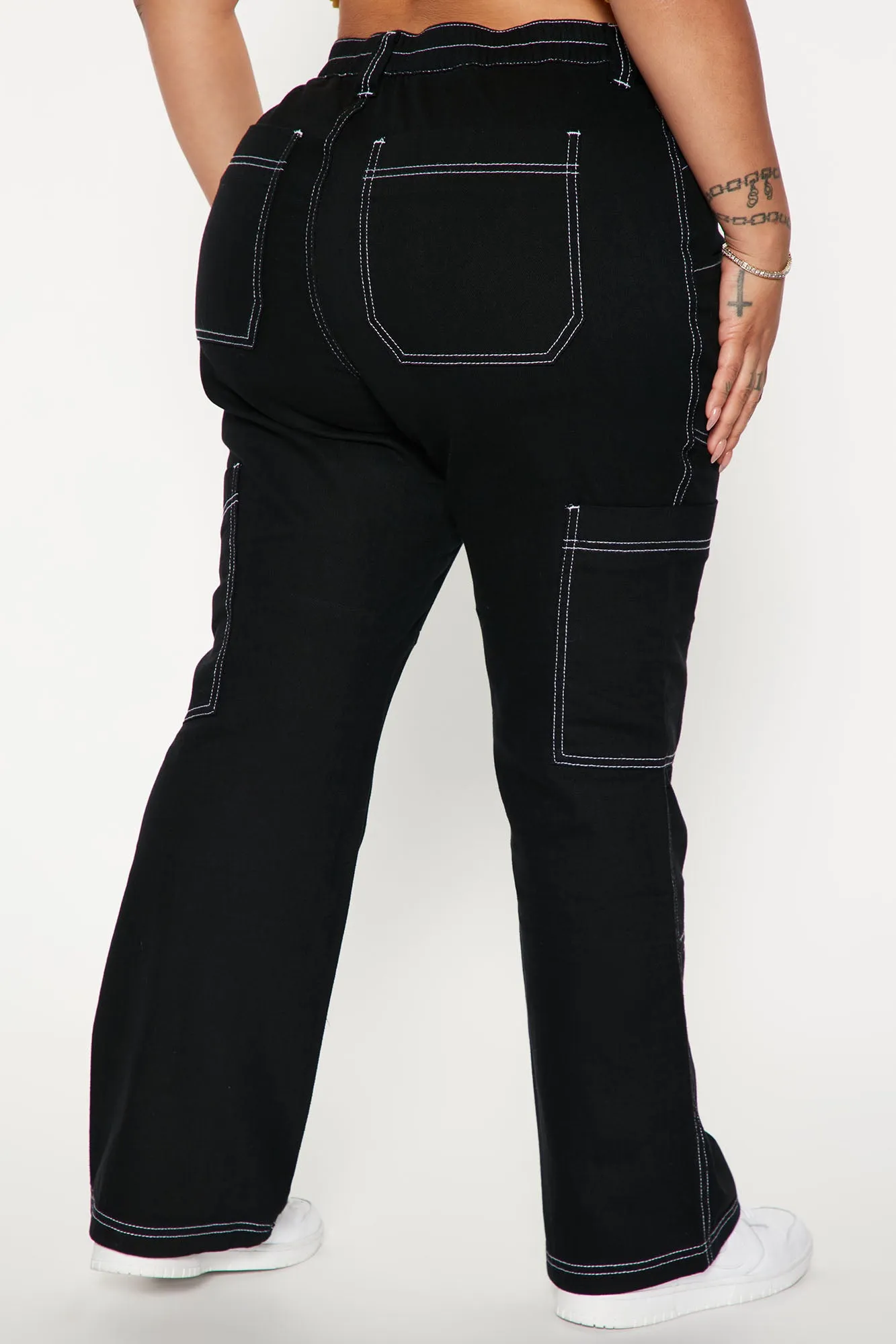 Autobiography Cargo Wide Leg Jeans - Black