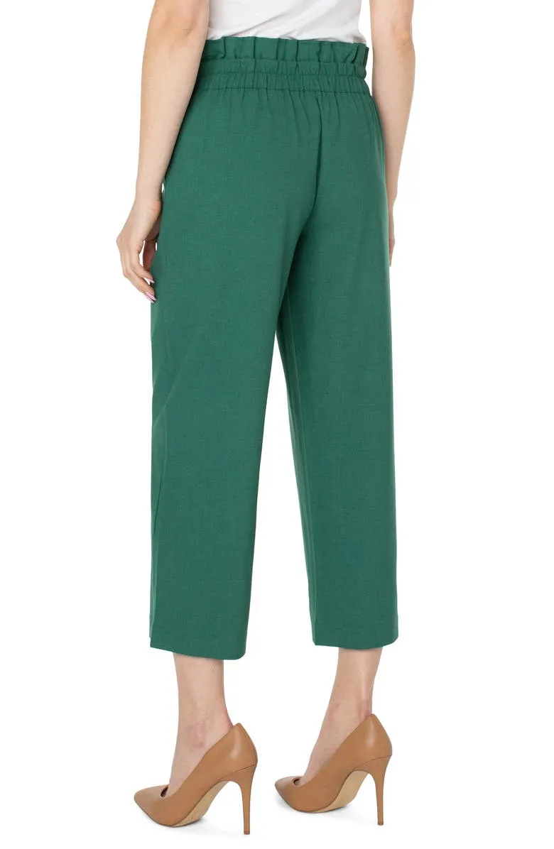 BELTED PAPERBAG WIDE LEG CROP PANT