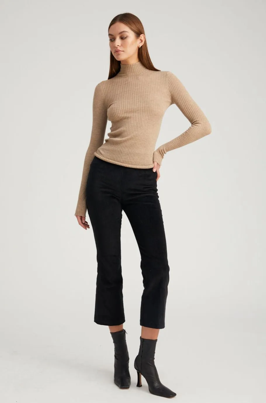 Black Corduroy Crop Flare Pants