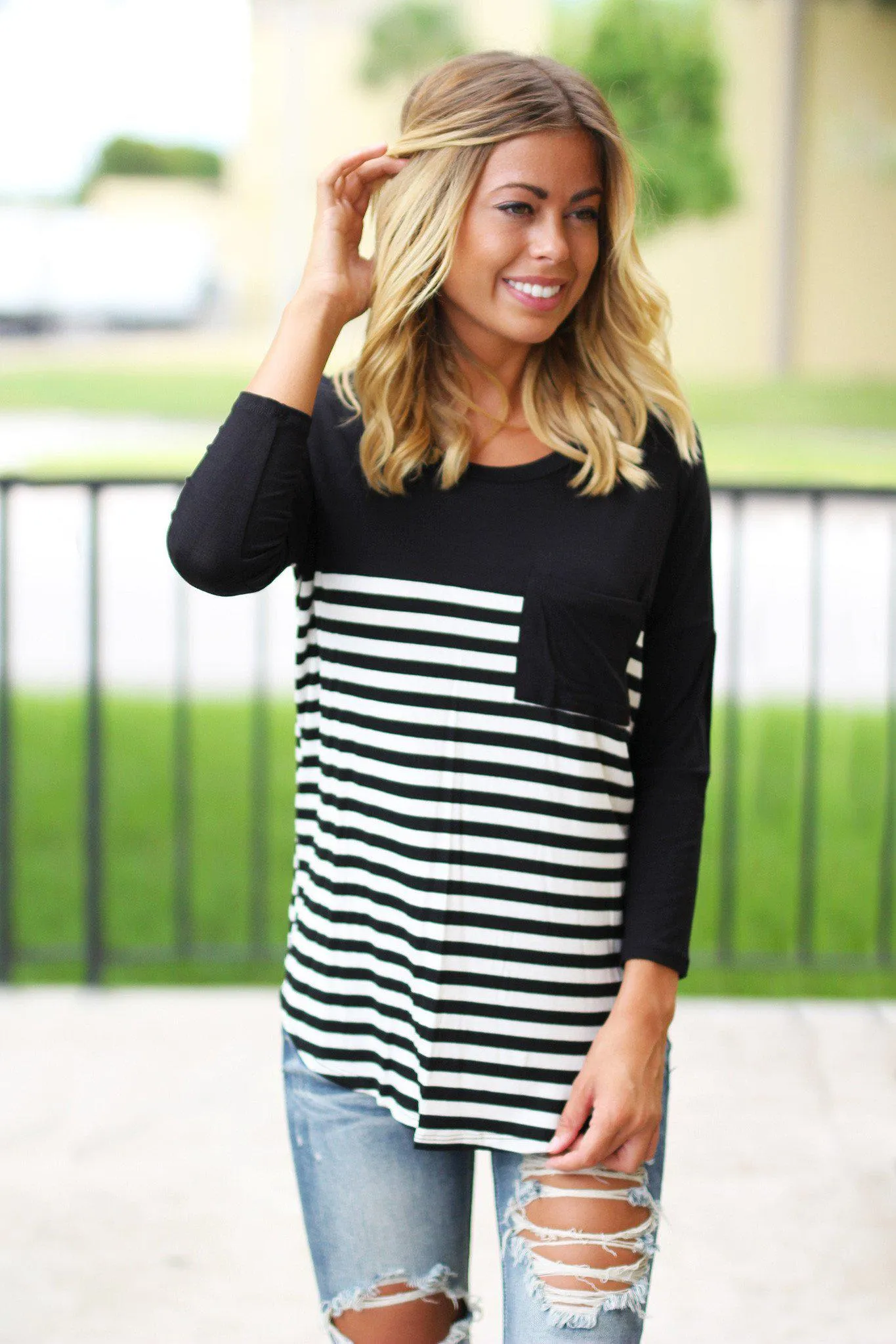 Black Striped Top