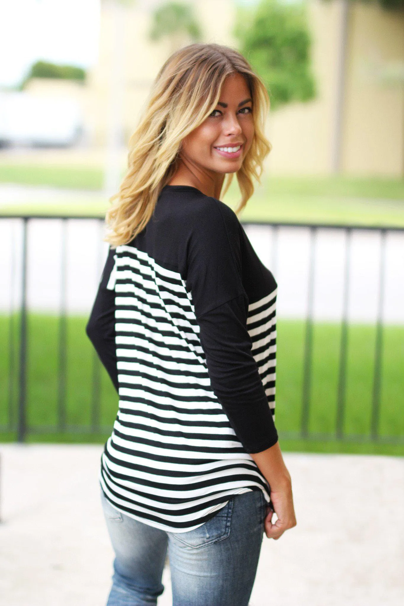 Black Striped Top