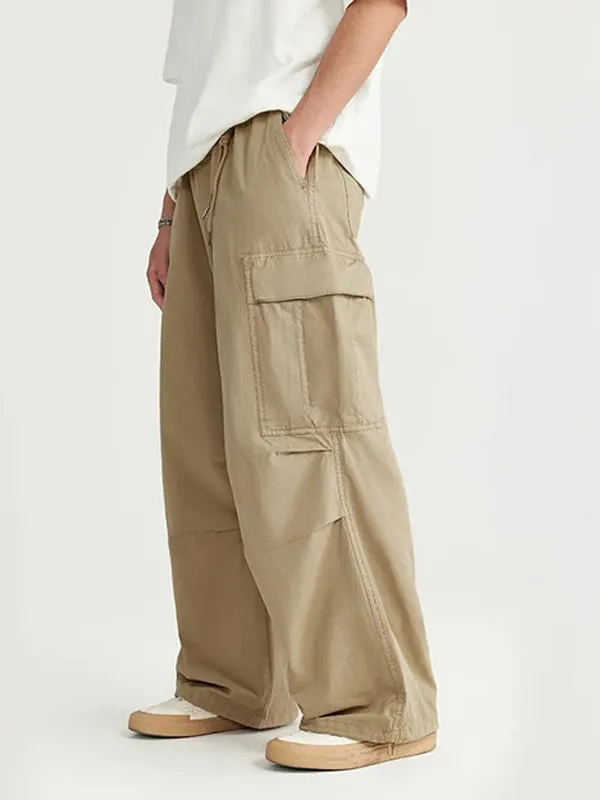 Cargo Pants with Knotted Deco Ring in Khaki  Color