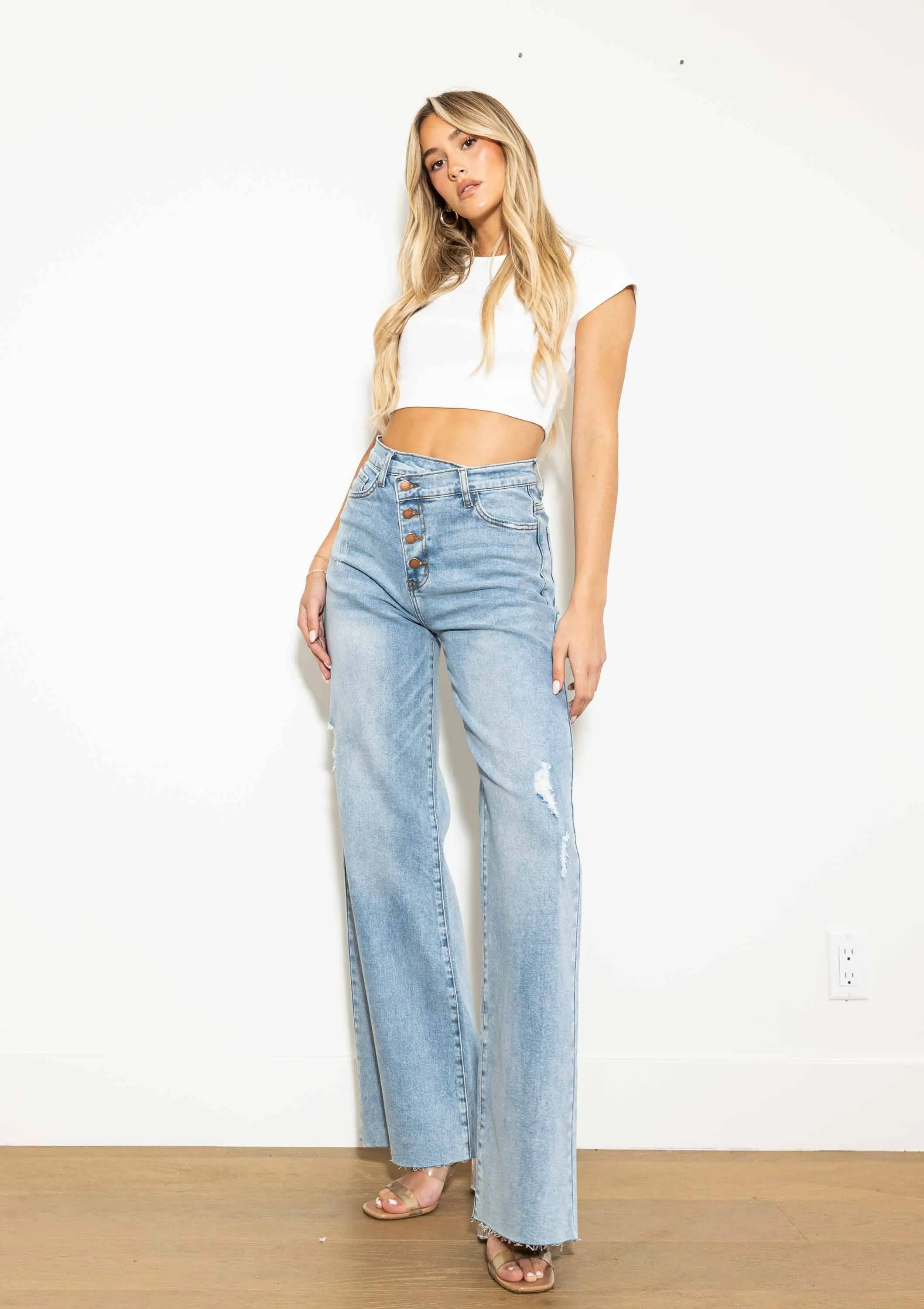 Coco Wide Leg Light Stone Jeans