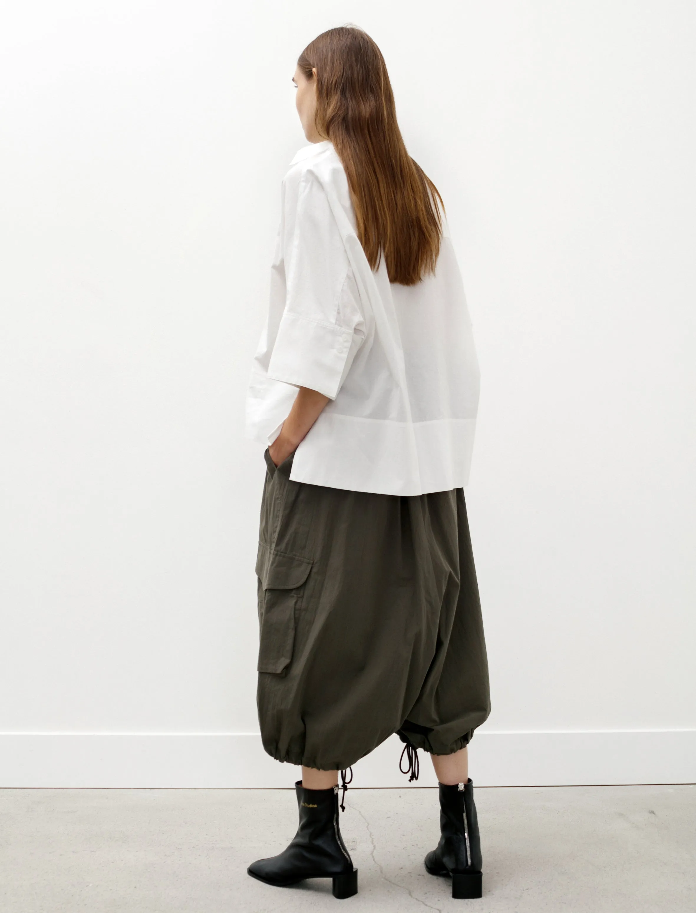 Cropped Drawstring Cargo Pants Khaki