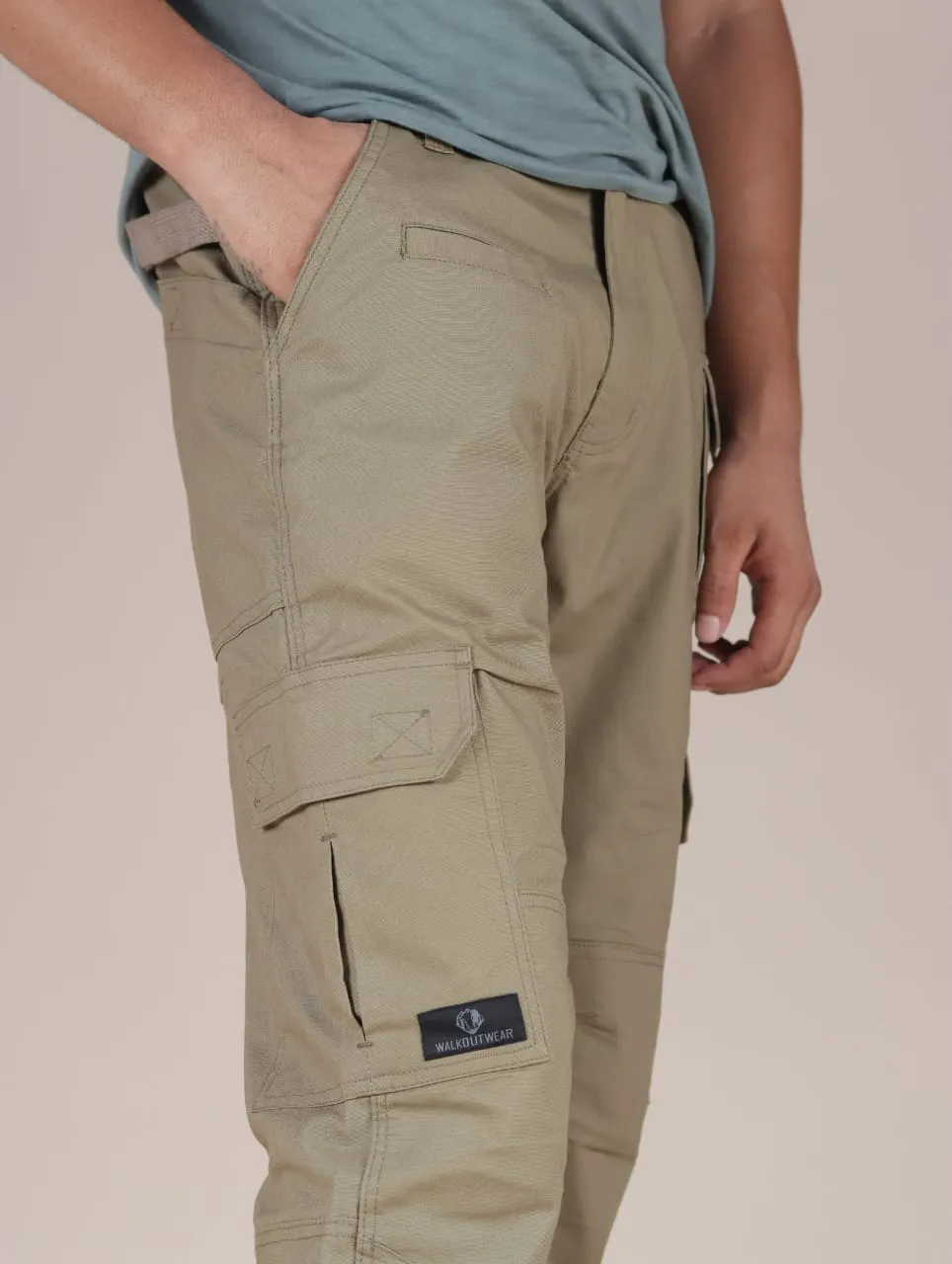 Durable and stylish cotton with multiple pockets Cargo by walkoutwear.(KHAKI)