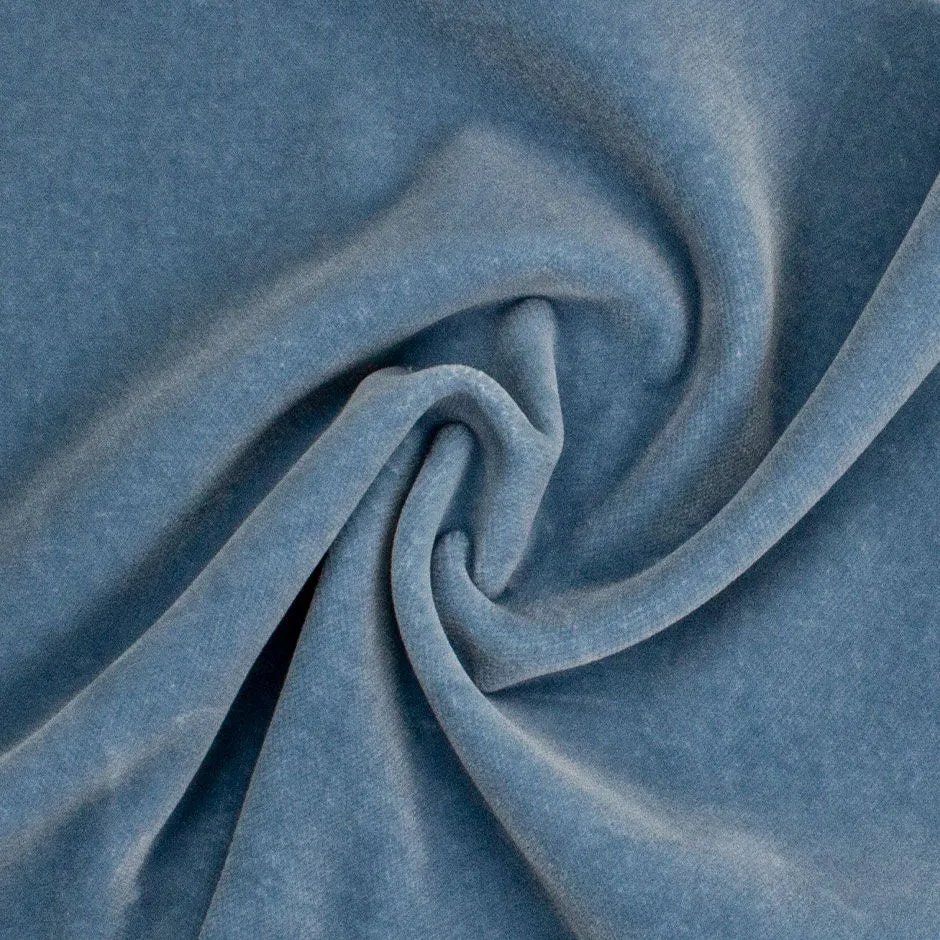 Dusty Blue Cotton Blend Velvet