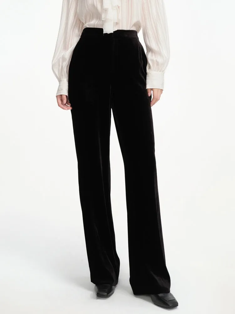 EP YAYING Velvet High-waisted Wide Leg Pants