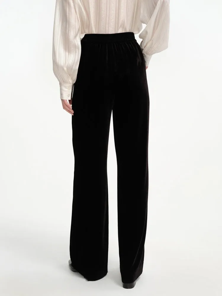 EP YAYING Velvet High-waisted Wide Leg Pants