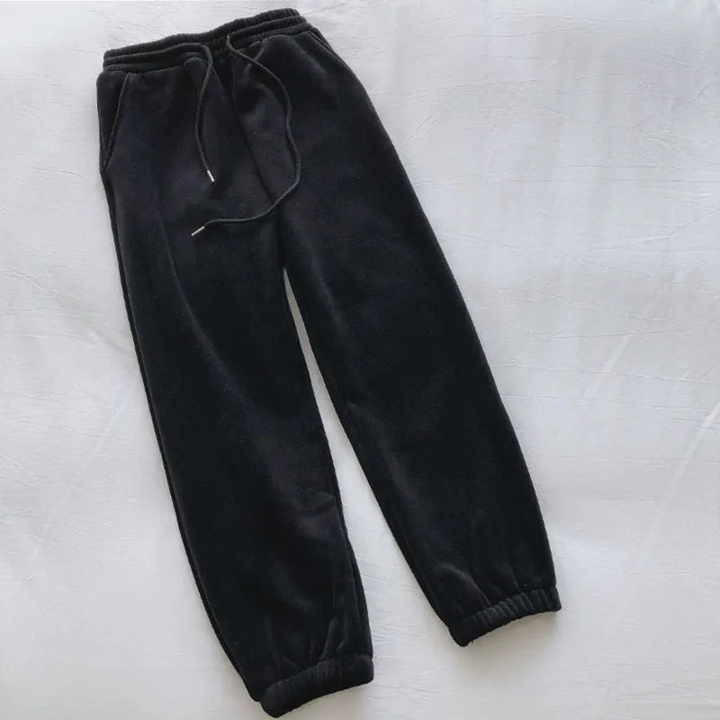 Female Fleece Lined Thick Loose Sweat Pants