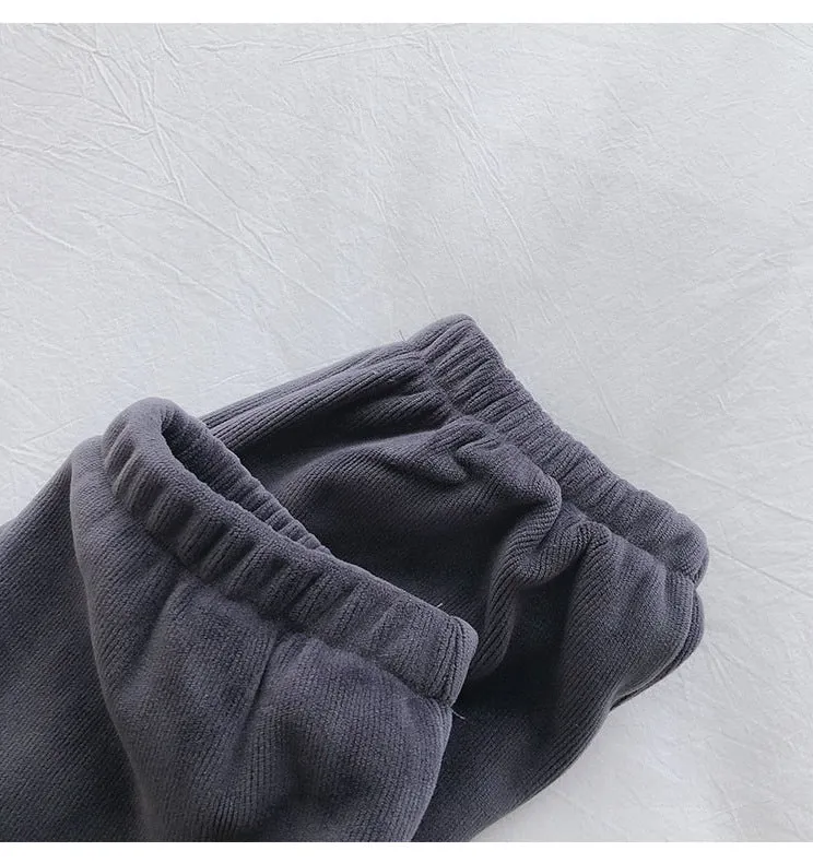 Female Fleece Lined Thick Loose Sweat Pants