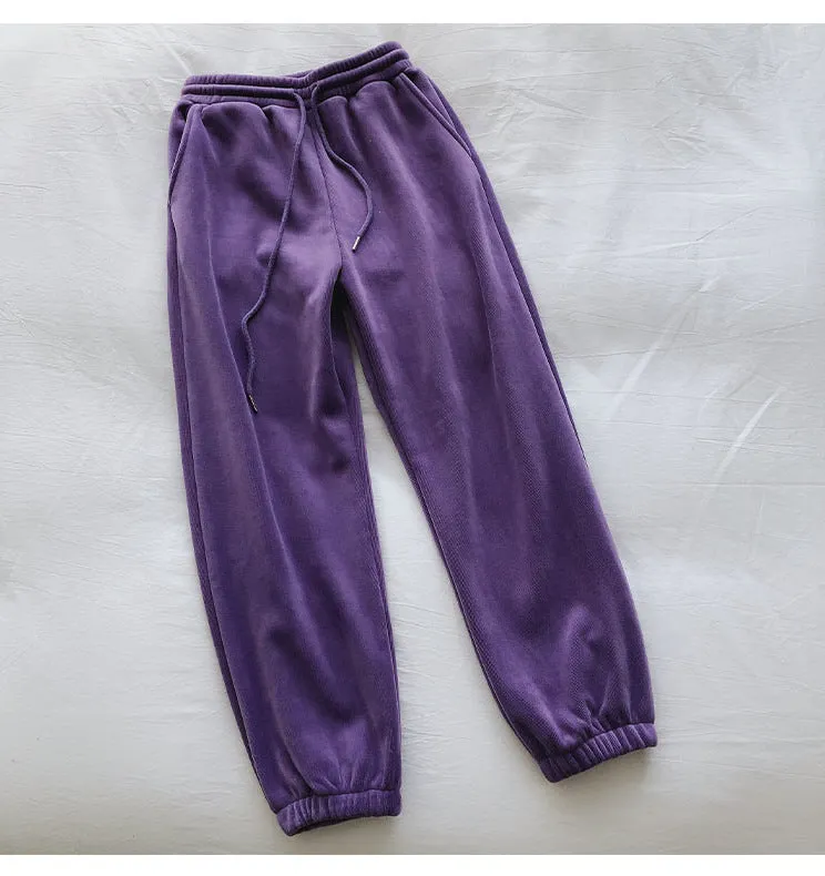 Female Fleece Lined Thick Loose Sweat Pants