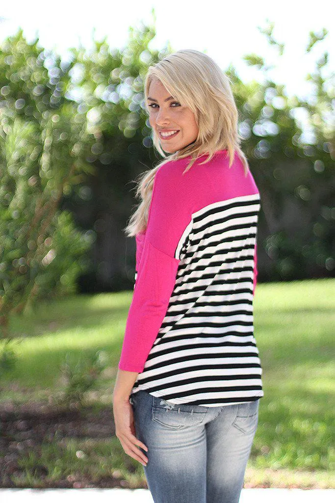 Fuchsia Striped Top