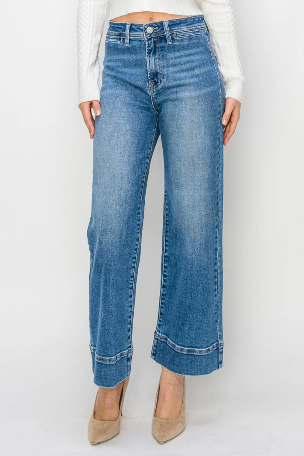 Full Size High Rise Wide Leg Jeans