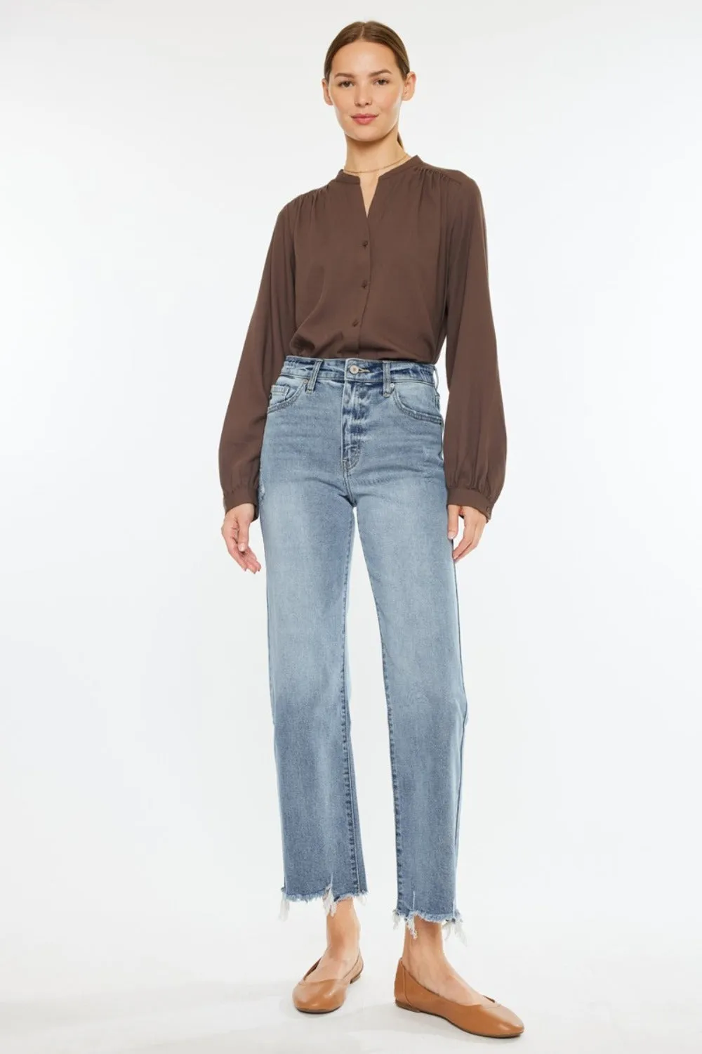 High Rise Slim Wide Leg Jeans