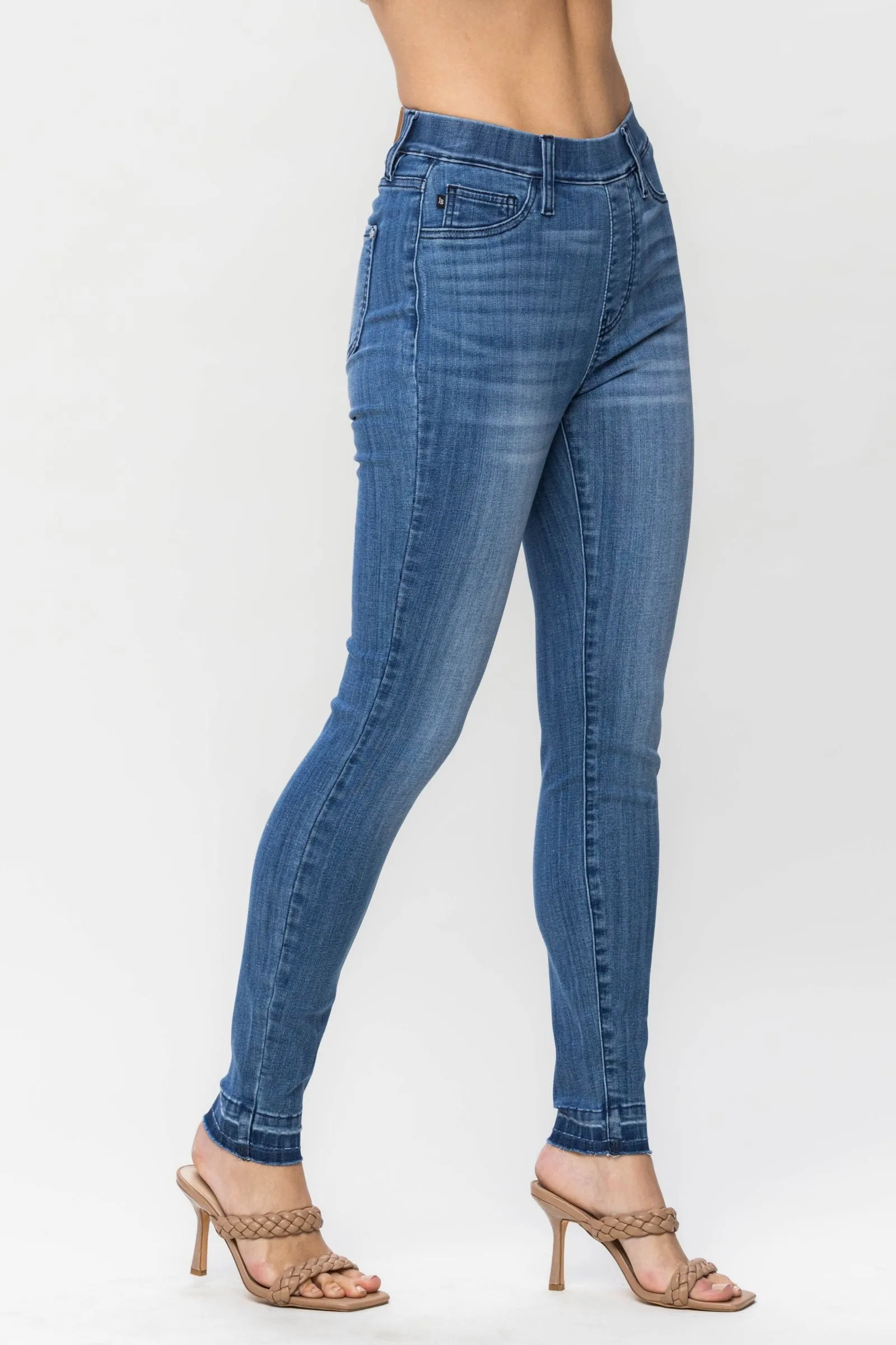 Judy Blue High Waist Release Hem Pull On Skinny Denim 88746