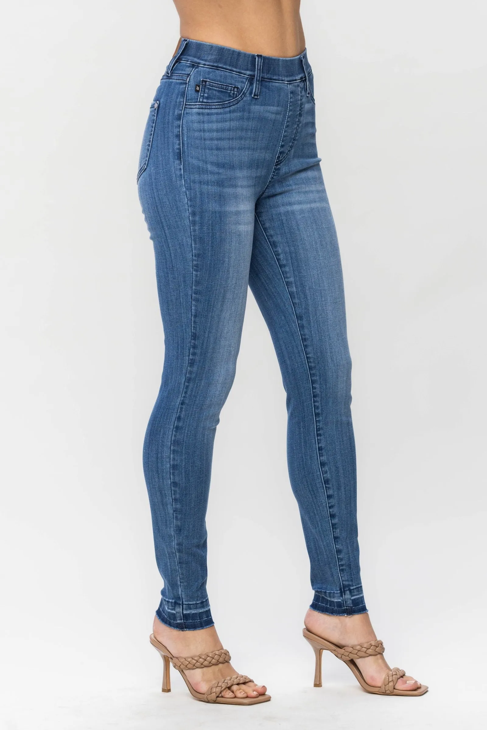 Judy Blue High Waist Release Hem Pull On Skinny Denim 88746