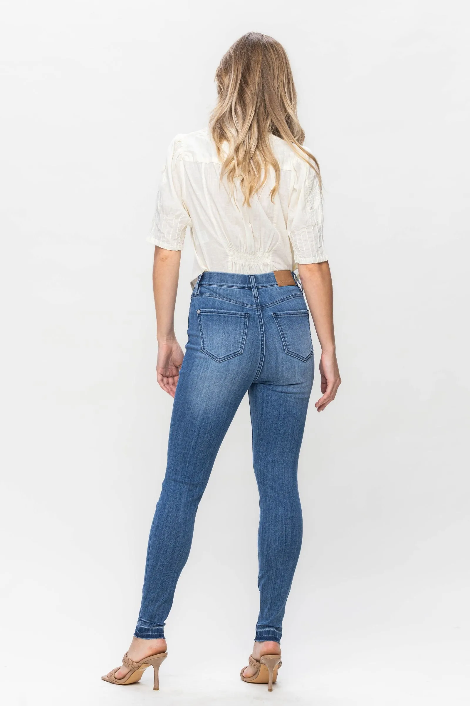 Judy Blue High Waist Release Hem Pull On Skinny Denim 88746