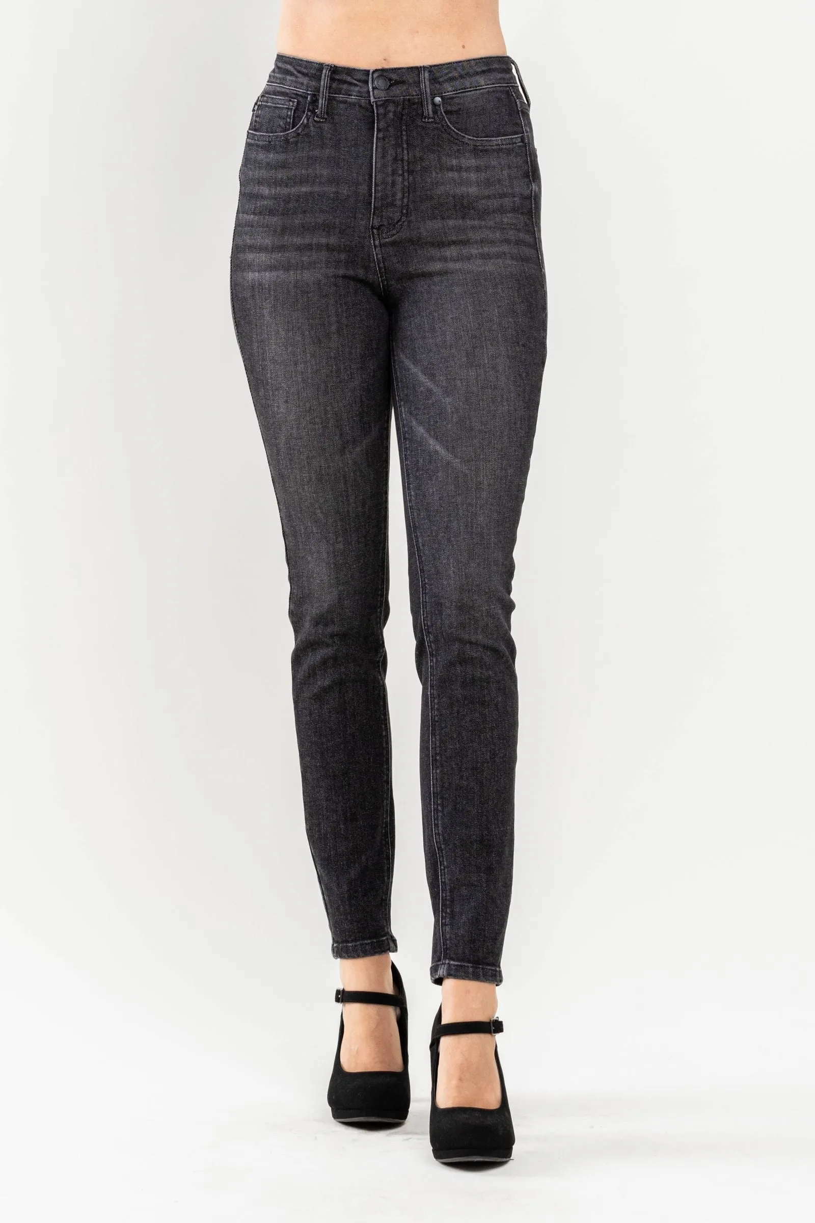 Judy Blue High Waist Tummy Control Black Wash Skinny Denim 88753