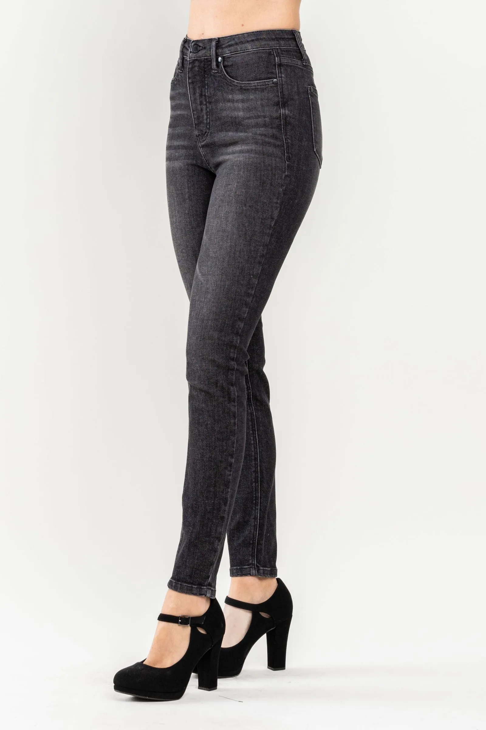 Judy Blue High Waist Tummy Control Black Wash Skinny Denim 88753