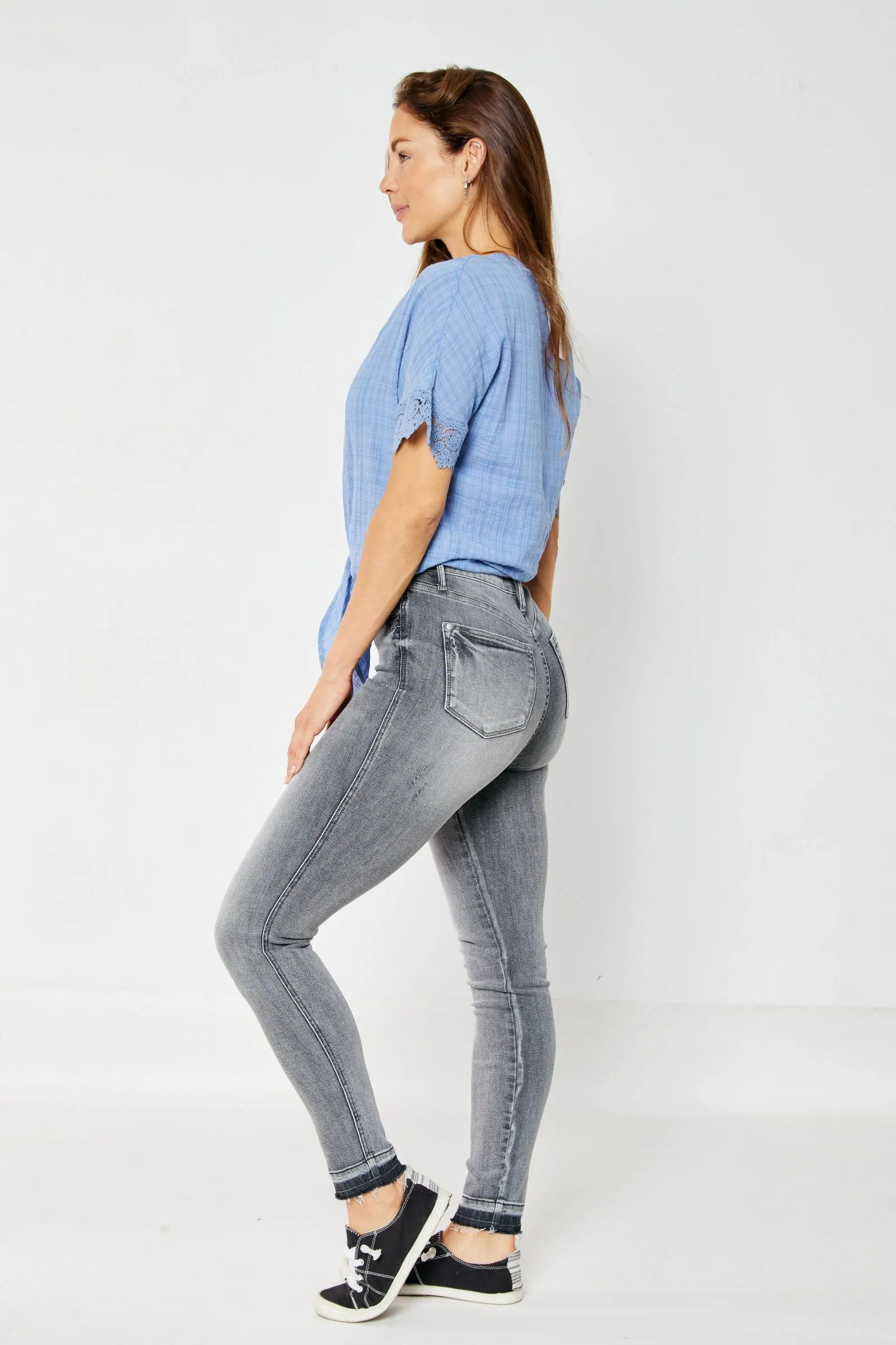 Judy Blue High Waist Tummy Control Release Hem Skinny Denim 88792