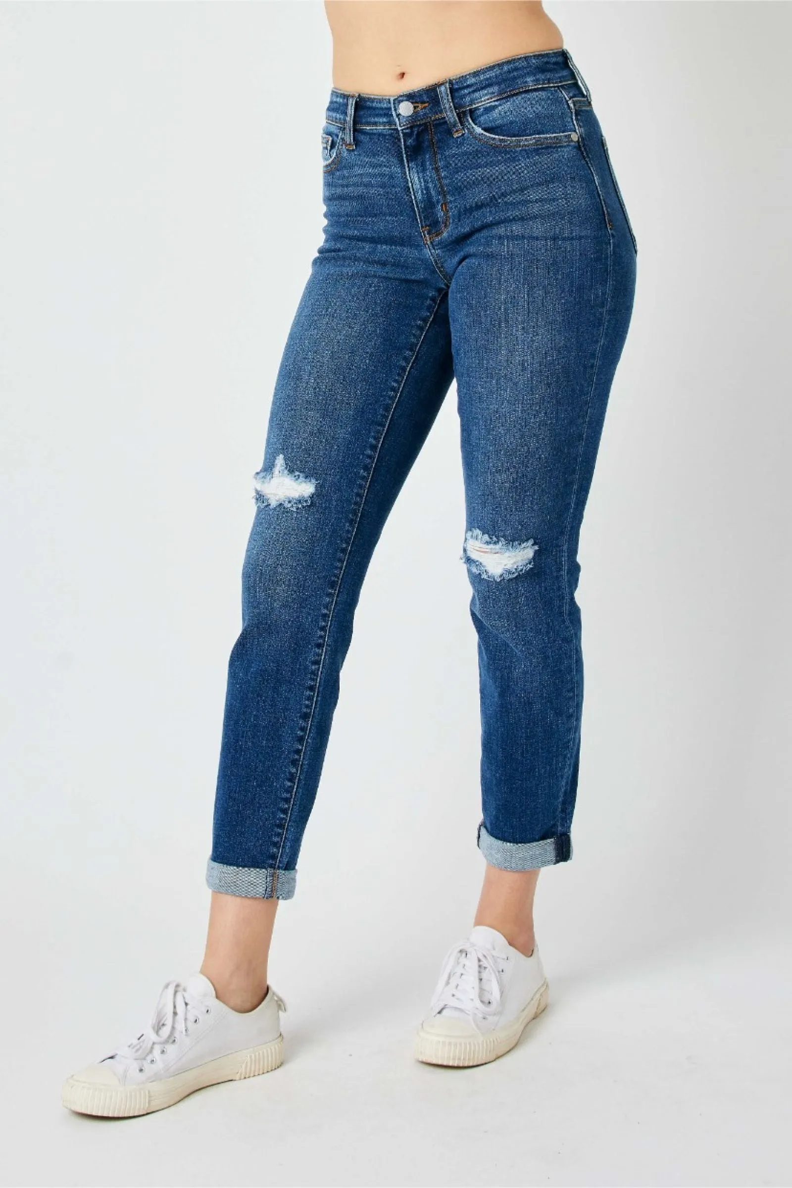 Judy Blue Mid Rise Destroy Slim Denim 82607