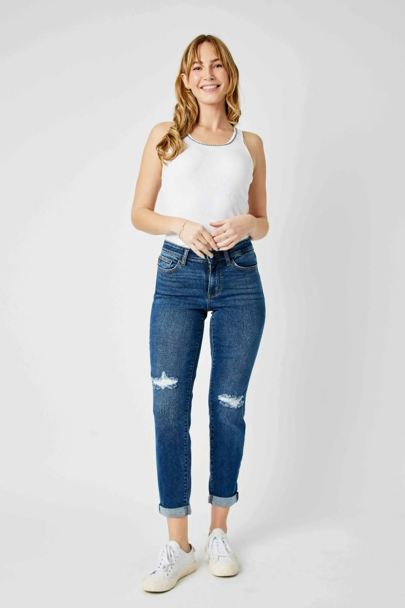 Judy Blue Mid Rise Destroy Slim Denim 82607