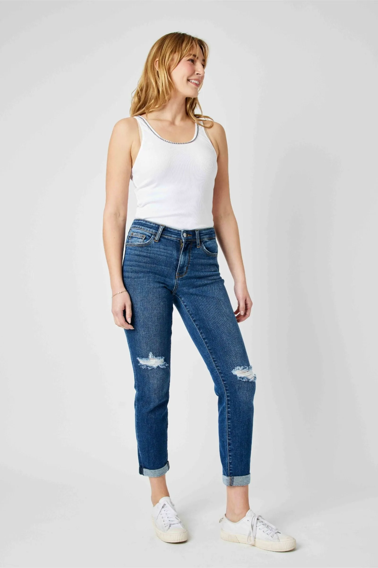 Judy Blue Mid Rise Destroy Slim Denim 82607