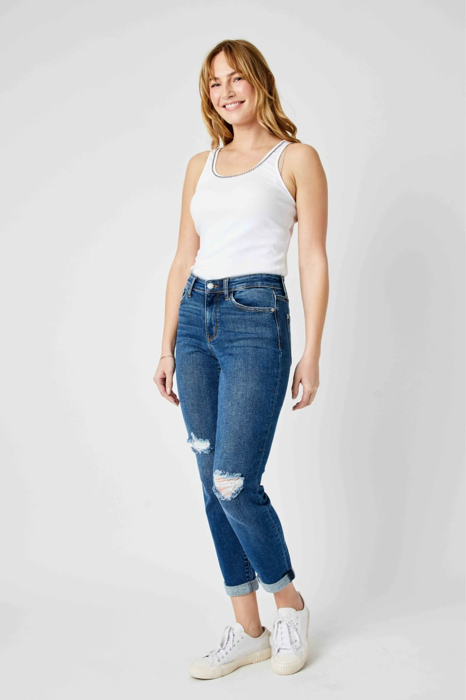 Judy Blue Mid Rise Destroy Slim Denim 82607