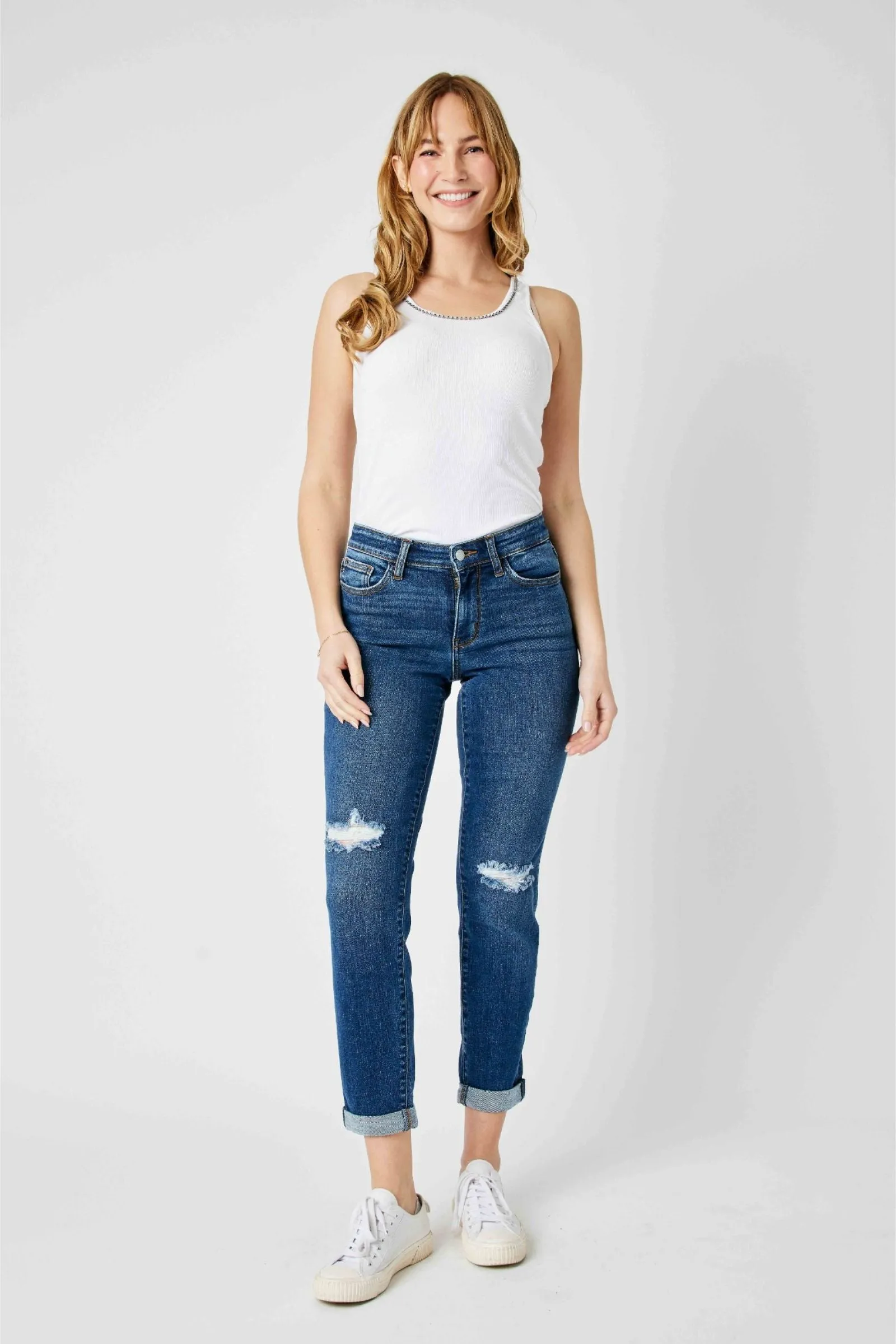 Judy Blue Mid Rise Destroy Slim Denim 82607