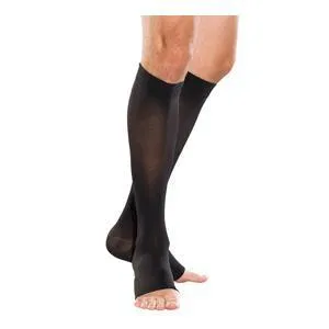 Juzo Soft Knee-High with Silicone Border, 20-30 mmHg, Short, Open, Black, Size 3