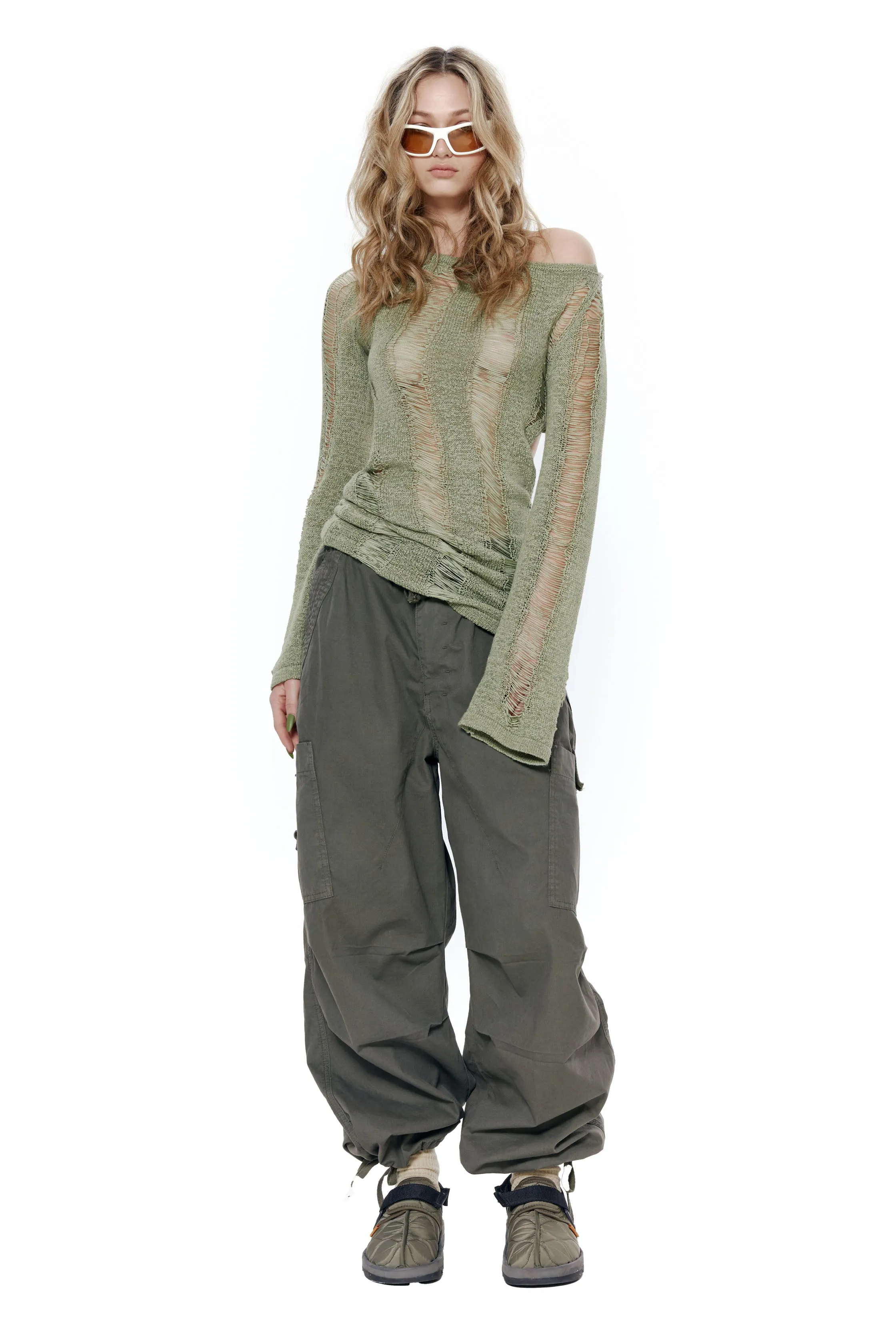 Khaki Parachute Cargo Pants