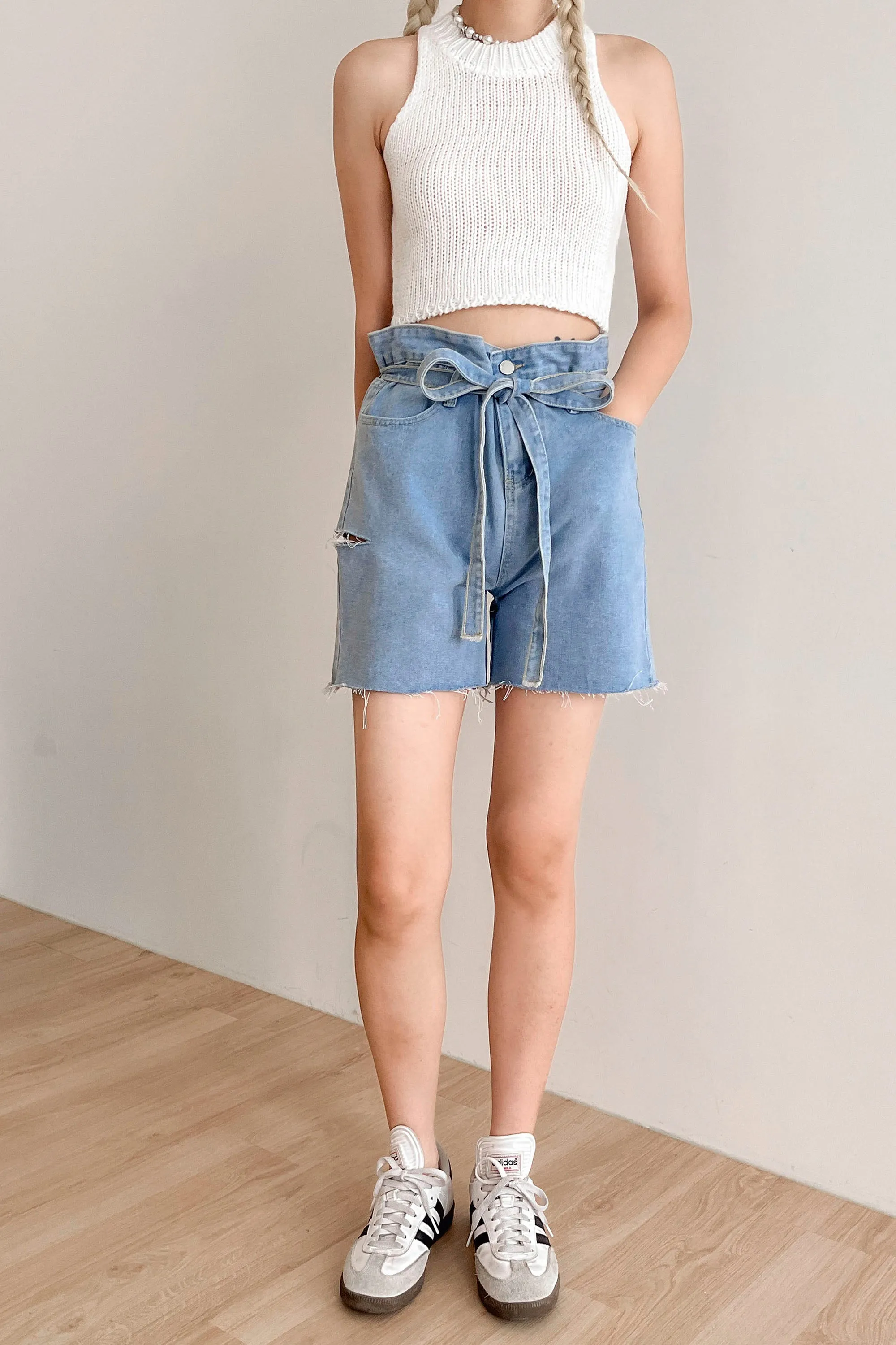 Luna Paperbag Denim Shorts