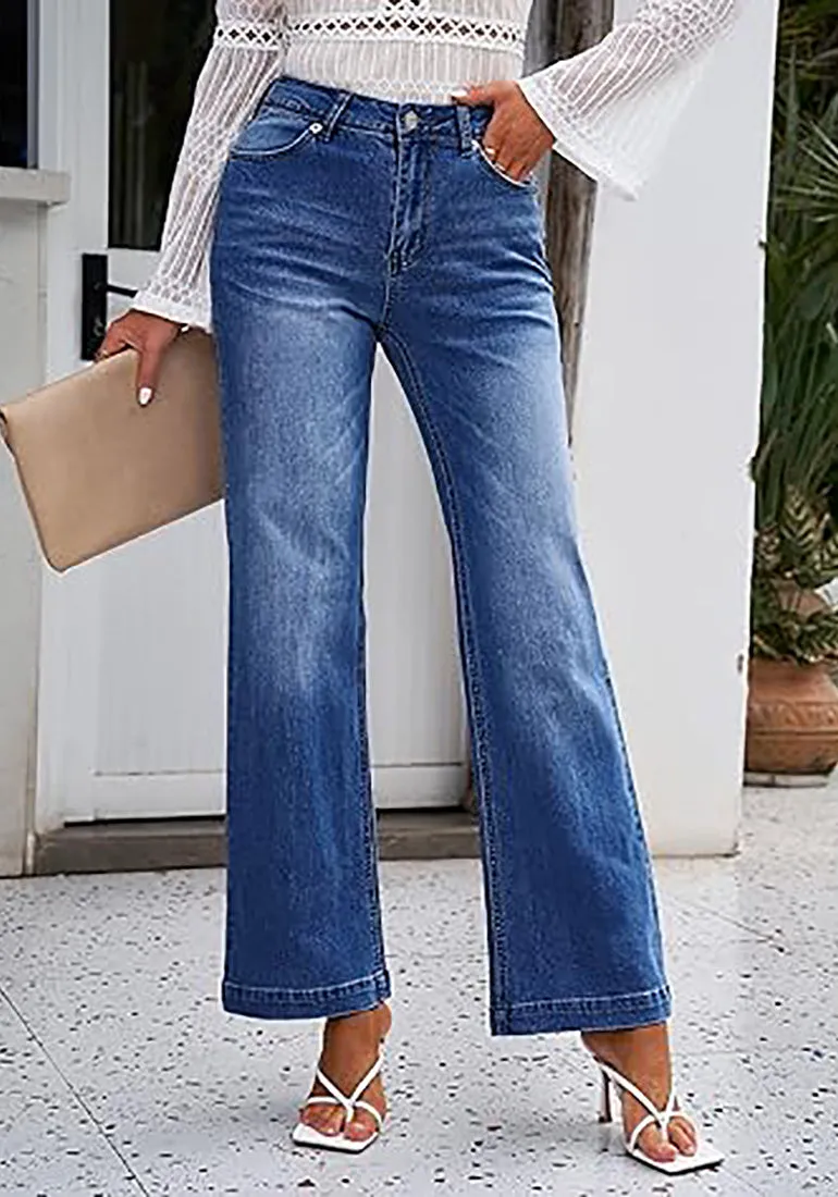 luvamia Wide Leg Jeans for Women High Waisted Baggy 90S Jeans Distressed Stretchy Denim Pants Trendy Stretch Jeans for Women Wide Leg Pants for Women Mom Jeans for Women