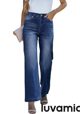 luvamia Wide Leg Jeans for Women High Waisted Baggy 90S Jeans Distressed Stretchy Denim Pants Trendy Stretch Jeans for Women Wide Leg Pants for Women Mom Jeans for Women