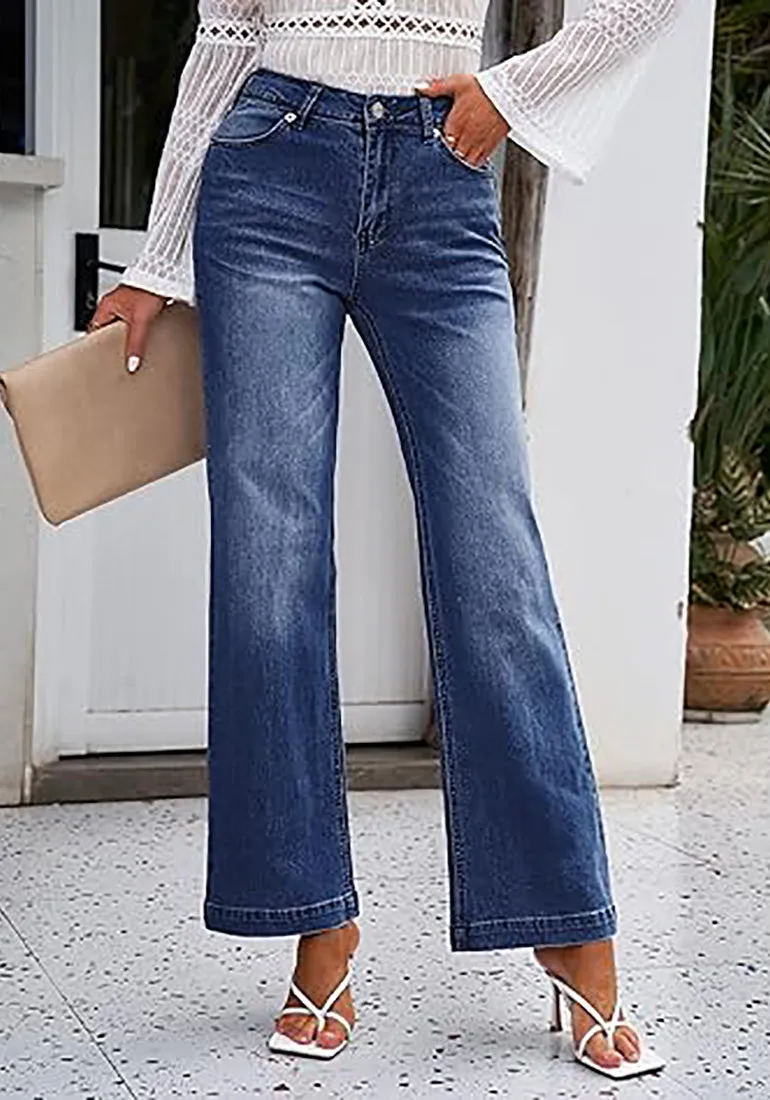 luvamia Wide Leg Jeans for Women High Waisted Baggy 90S Jeans Distressed Stretchy Denim Pants Trendy Stretch Jeans for Women Wide Leg Pants for Women Mom Jeans for Women