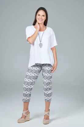 Mosaic Woven Cotton Capri Pants