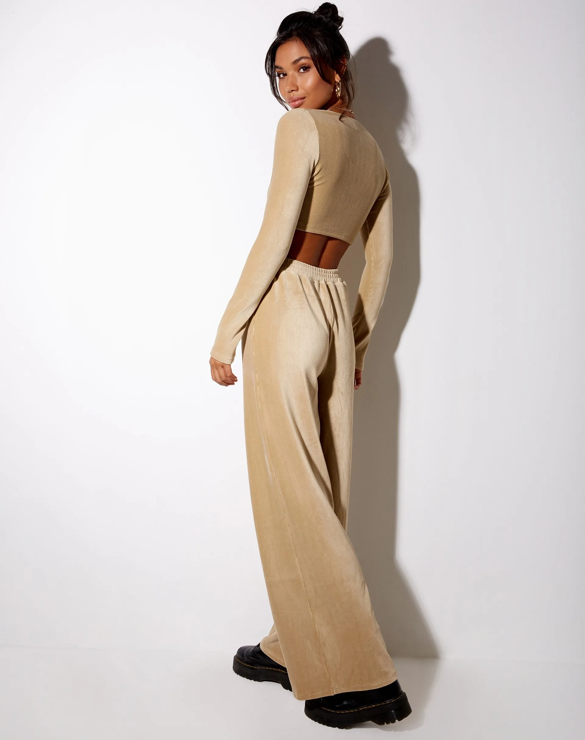 Obeli Trouser in Velvet Rib Tan