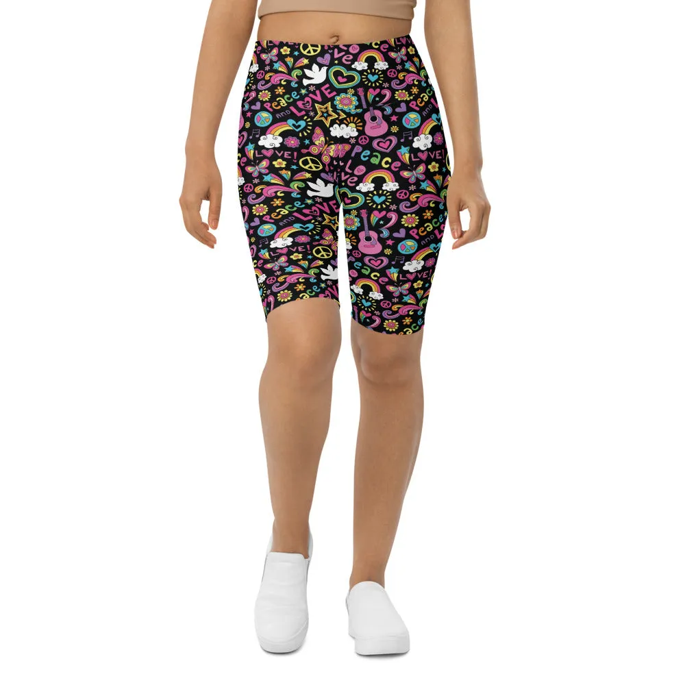 Peace and Love Bike Shorts