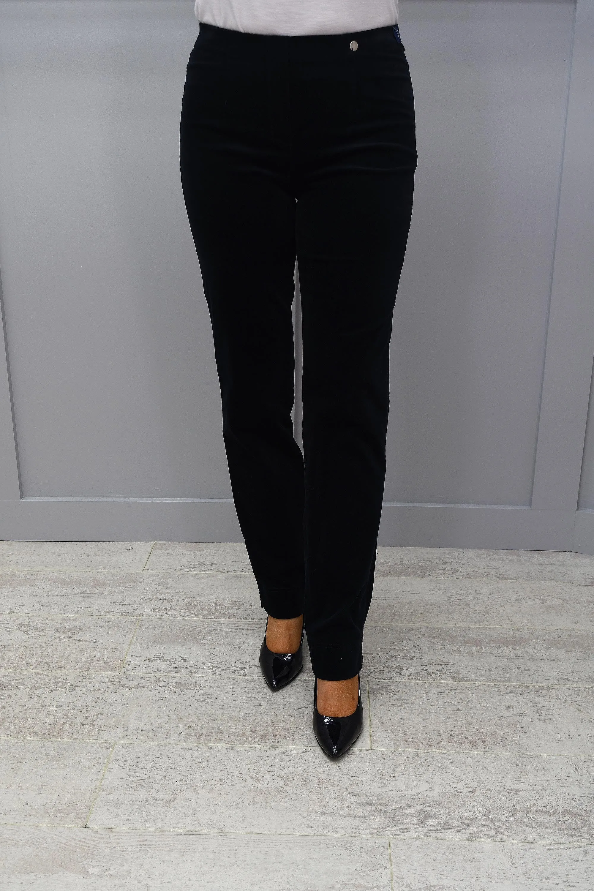 Robell Marie Navy Velvet Trousers - 51414 54362 691