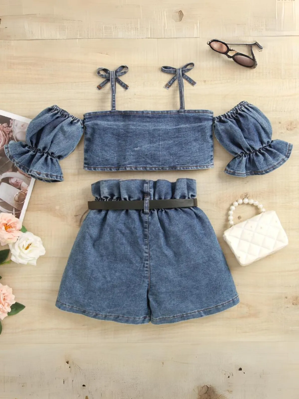 Rodeos and Runways Denim Top and Short Set