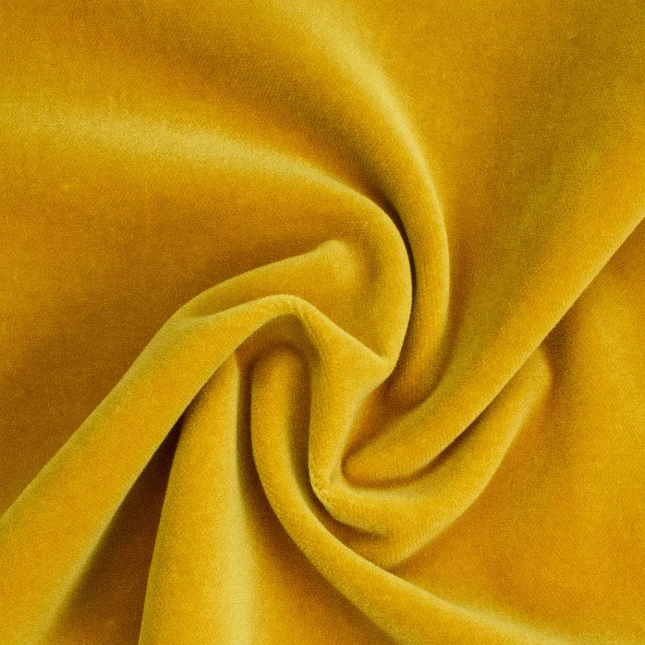 Saffron Yellow Plain Cotton Blend Velvet