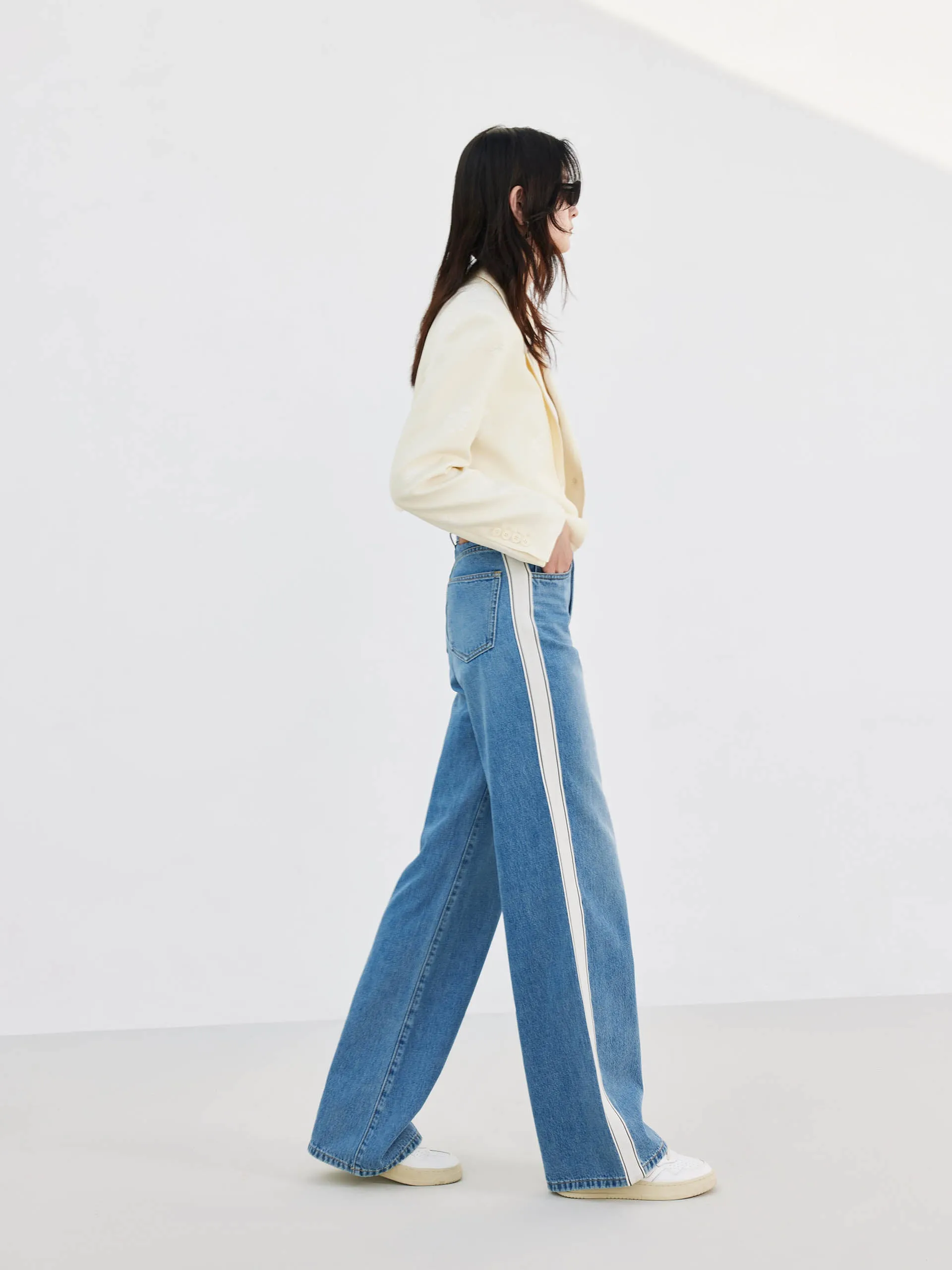 Straight Fit Panel Jeans