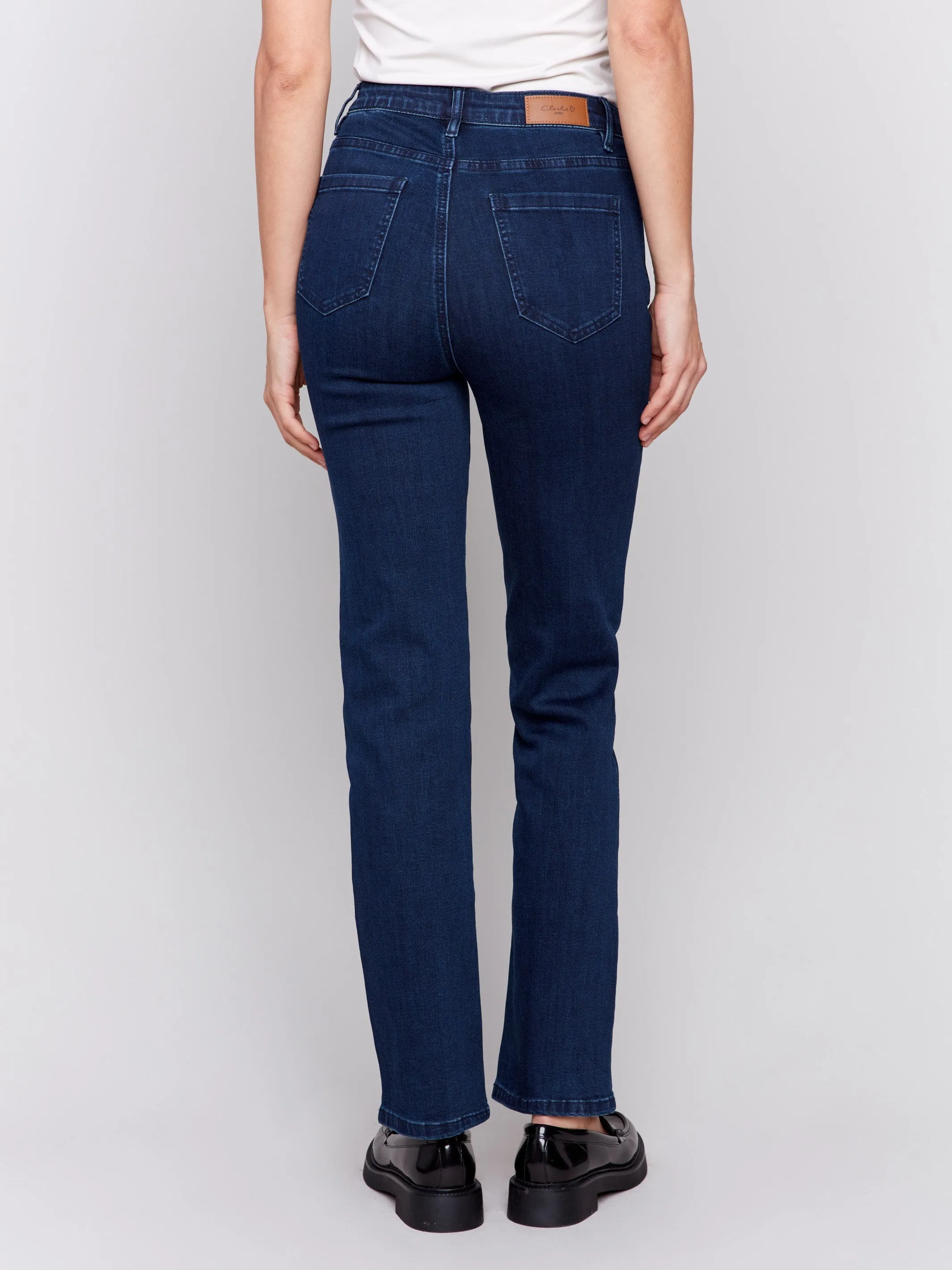 Straight Leg Jeans - Blue Black