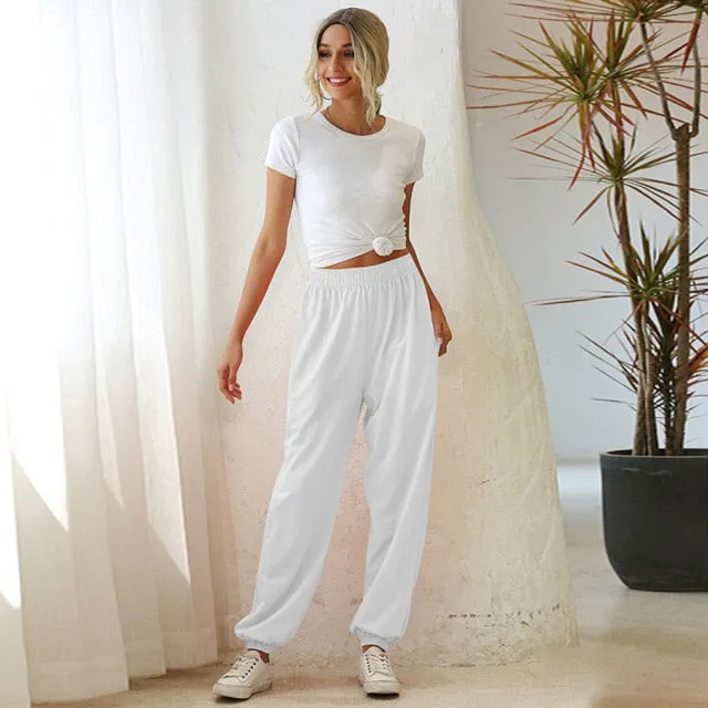 Yeknu Harajuku Joggers Wide Leg SweatPants Women Trousers High Waist Pants Streetwear Korean Casual Pant Femme Fall New